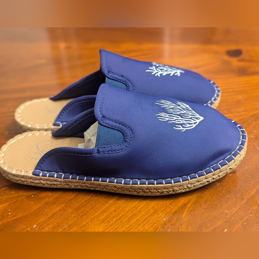 SEA STAR Water Shoe Harbourside Mule Royal Blue Embroidered Espradille New 7 - Picture 2 of 4